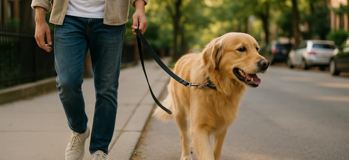 Titelbild zu Leinenführigkeit im Familienalltag: Warum dein Hund draußen weiter zieht und wie du Trainingsfehler vermeid